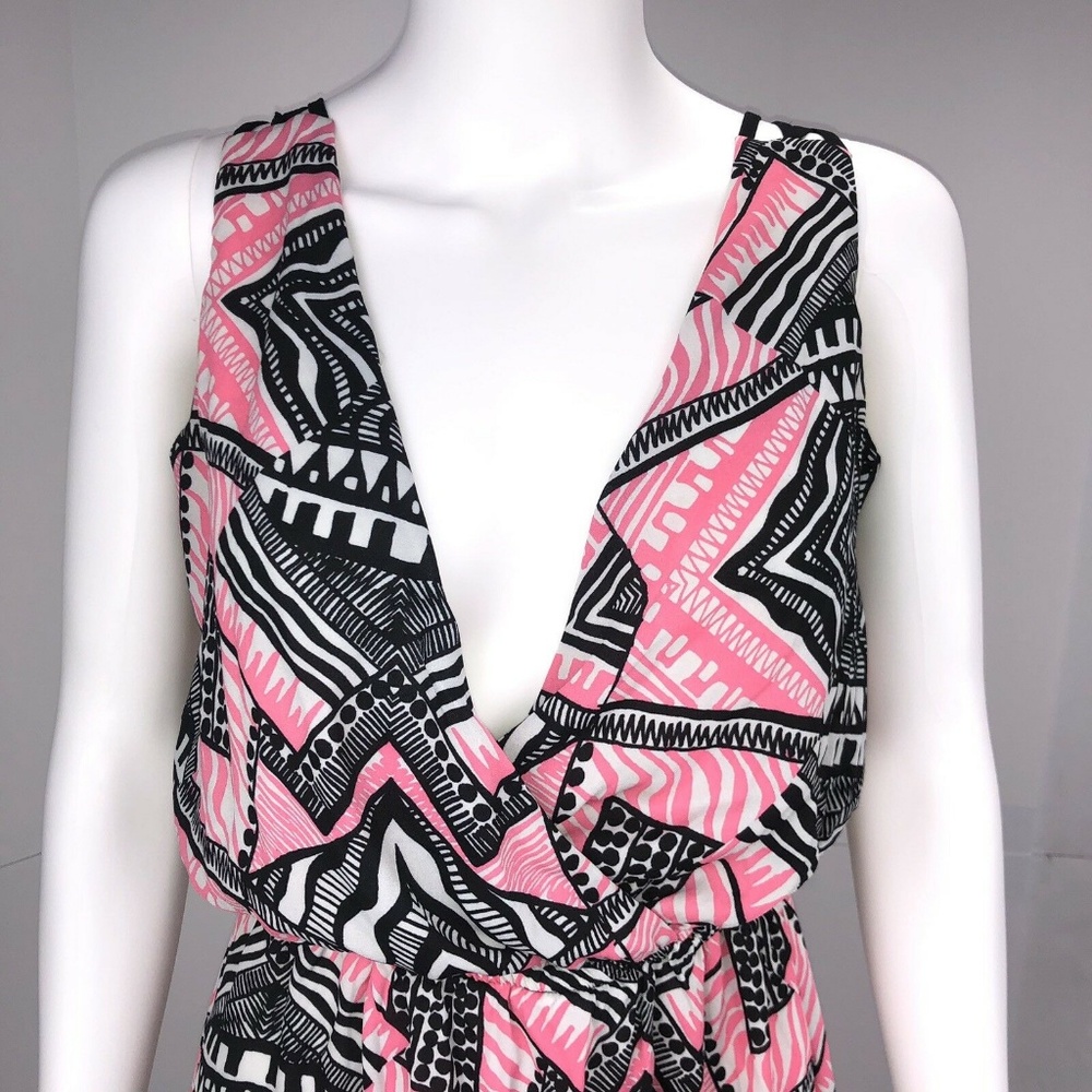 Pink Rose Women's Small Black Pink White Blouse - Picture 4 of 7